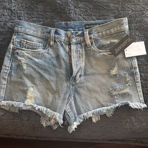 Blank NYC Women's Frayed Jean Shorts - Light Blue